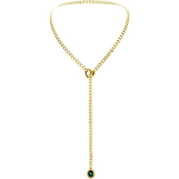 Jewelry - Gold Heart Chain Necklace Women Cuban Crystal Adjustable 25 in